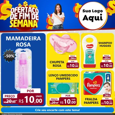Modelo de Rede Social para Feed Facebook com o tema Ofertaço de Fim de Semana para Bebês