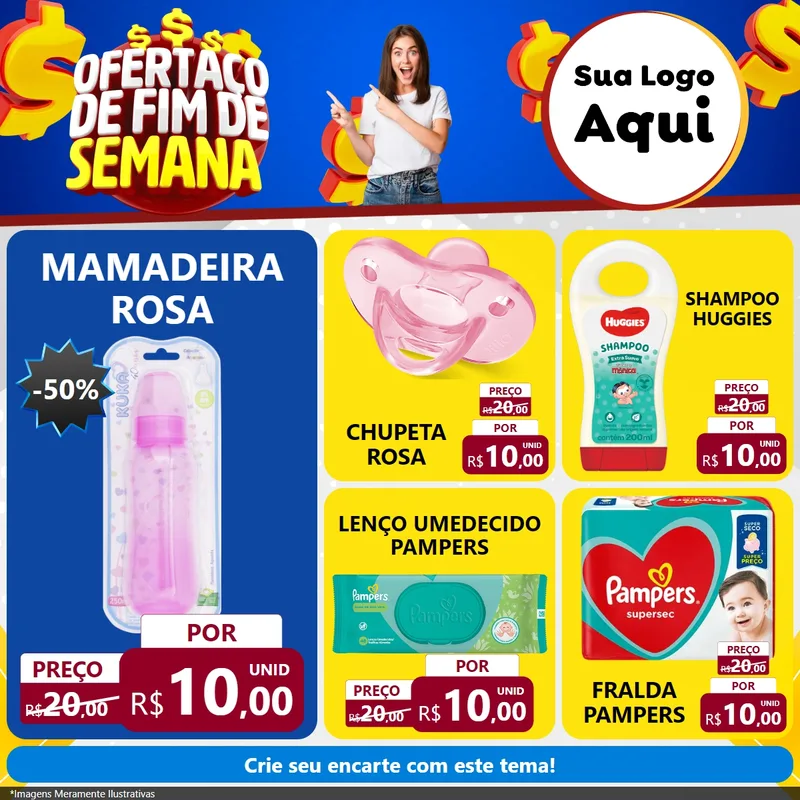 Modelo de Rede Social para Feed Facebook com o tema Ofertaço de Fim de Semana para Bebês