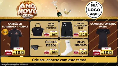 Modelo de TV para TV Horizontal com o tema Feliz Ano Novo 2027 para Roupas e acessórios