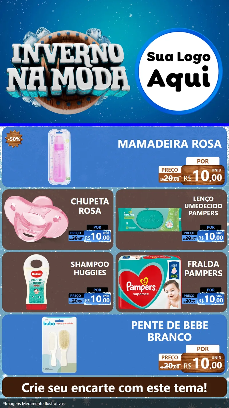 Modelo de TV para TV Vertical com o tema Inverno na Moda para Bebês