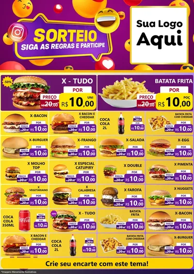 Modelo de Encarte para Encarte A4 Vertical com o tema Sorteio para Hamburgueria