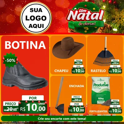 Modelo de Rede Social para Feed Facebook com o tema Um Natal de Ofertas para Agropecuária