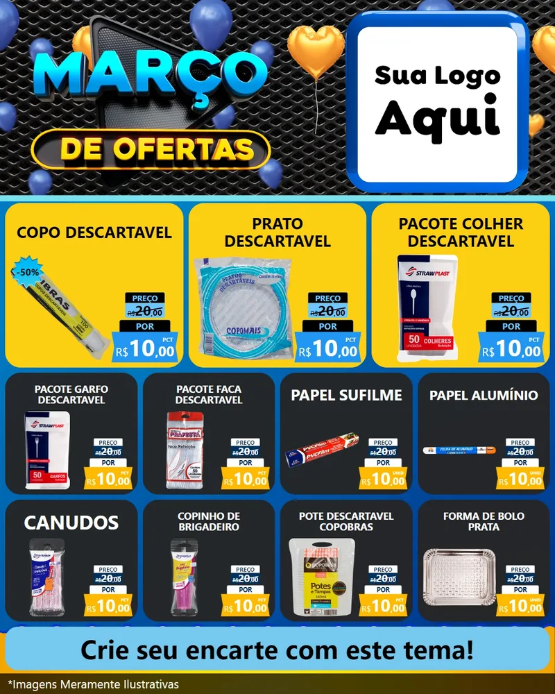 Modelo de Rede Social para Feed Instagram com o tema Março de Ofertas para Embalagens
