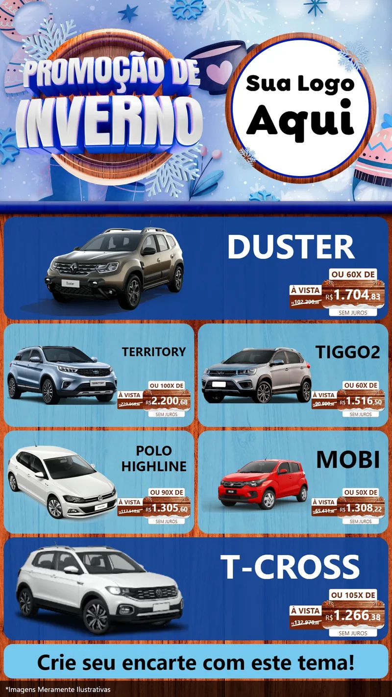 Modelo de TV para TV Vertical com o tema Promoção de Inverno para Concessionaria de Carros