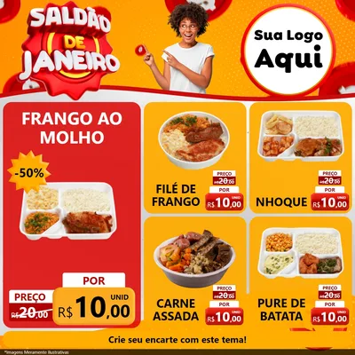 Modelo de Rede Social para Feed Facebook com o tema Saldão de Janeiro para Restaurante