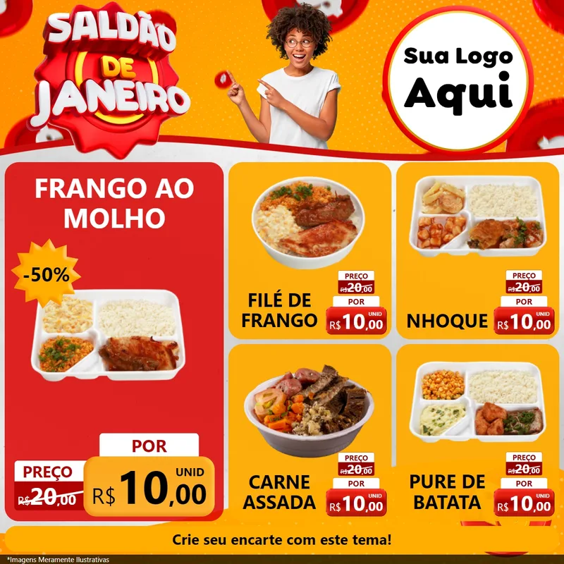Modelo de Rede Social para Feed Facebook com o tema Saldão de Janeiro para Restaurante