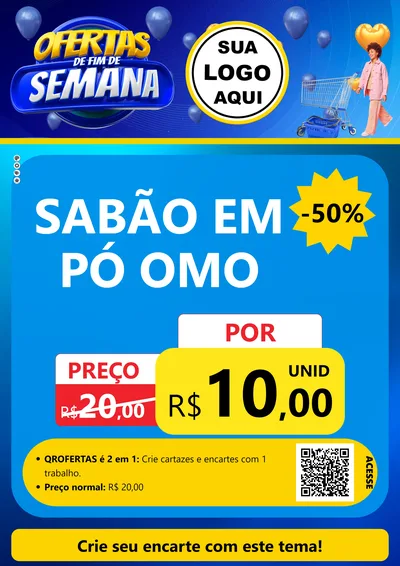 Modelo de Cartaz para Cartaz A4 Vertical com o tema Ofertas de Fim de Semana para Produtos de Limpeza