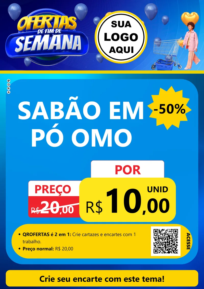 Modelo de Cartaz para Cartaz A4 Vertical com o tema Ofertas de Fim de Semana para Produtos de Limpeza