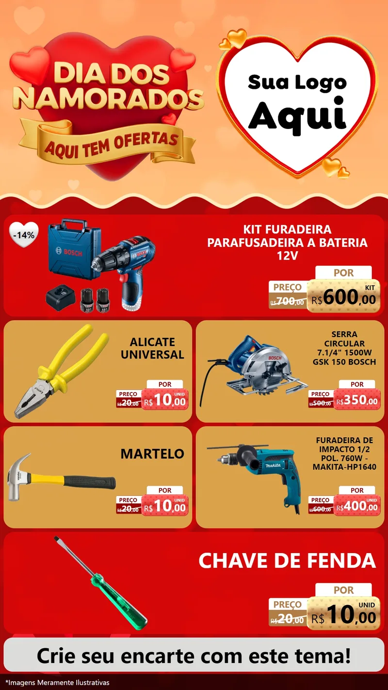 Modelo de TV para TV Vertical com o tema Dia dos Namorados - Aqui Tem Ofertas para Maquinas e Ferramentas
