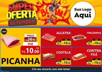 Modelo de Encarte para Encarte A4 Horizontal com o tema Super Oferta Setembro para Açougue