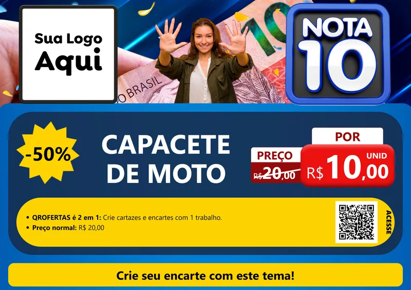 Modelo de Cartaz para Cartaz A4 Horizontal com o tema Nota 10 para Moto peças