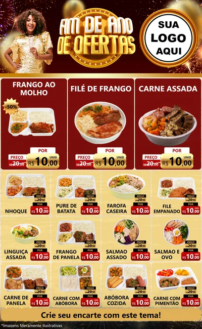 Modelo de Encarte para Encarte Grande com o tema Fim de Ano de Ofertas para Restaurante