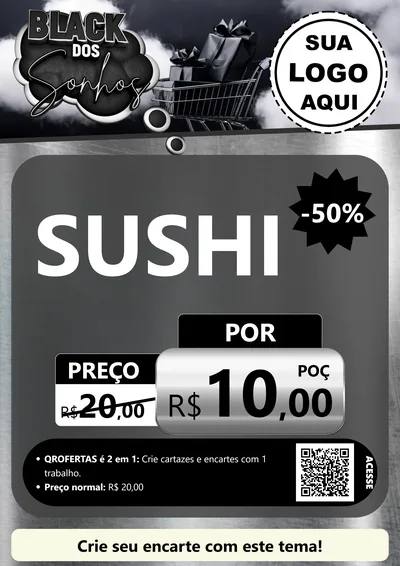 Modelo de Cartaz para Cartaz A4 Vertical com o tema Black dos Sonhos para Comida japonesa