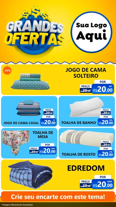 Modelo de TV para TV Vertical com o tema Grandes Ofertas para Cama, Mesa e Banho