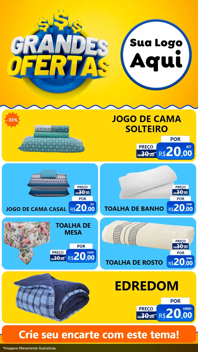 Modelo de TV para TV Vertical com o tema Grandes Ofertas para Cama, Mesa e Banho
