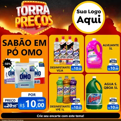 Modelo de Rede Social para Feed Facebook com o tema Torra Preços para Produtos de Limpeza