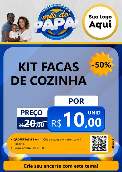 Modelo de Cartaz para Cartaz A4 Vertical com o tema Ofertas Imperdíveis Mês Do Papai para Utilidades Domésticas