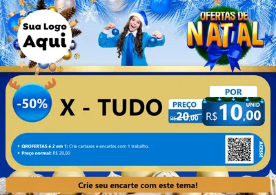 Modelo de Cartaz para Cartaz A4 Horizontal com o tema Ofertas de Natal para Hamburgueria