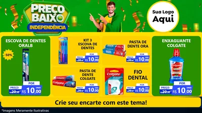 Modelo de TV para TV Horizontal com o tema Preço Baixo de Independência para Higiene Pessoal