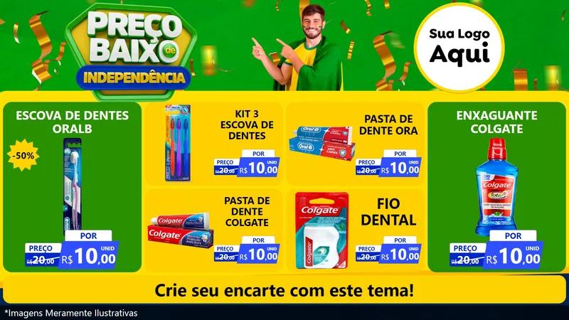 Modelo de TV para TV Horizontal com o tema Preço Baixo de Independência para Higiene Pessoal