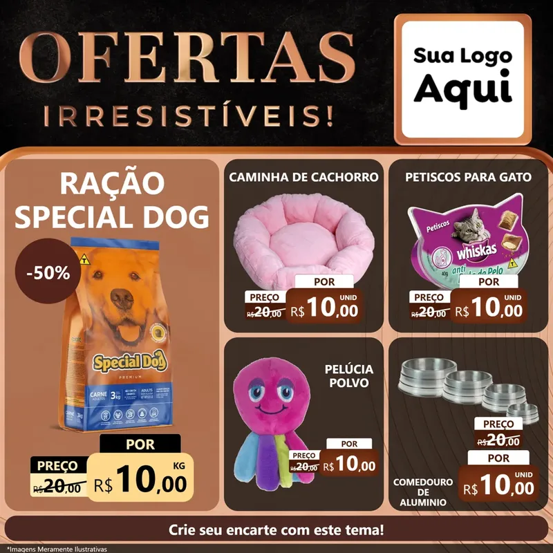 Modelo de Rede Social para Feed Facebook com o tema Ofertas Irresistíveis! para Pet Shop
