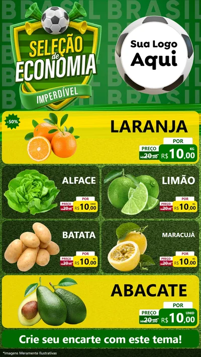 Modelo de TV para TV Vertical com o tema Seleção de Economia - Copa para Hortifrúti
