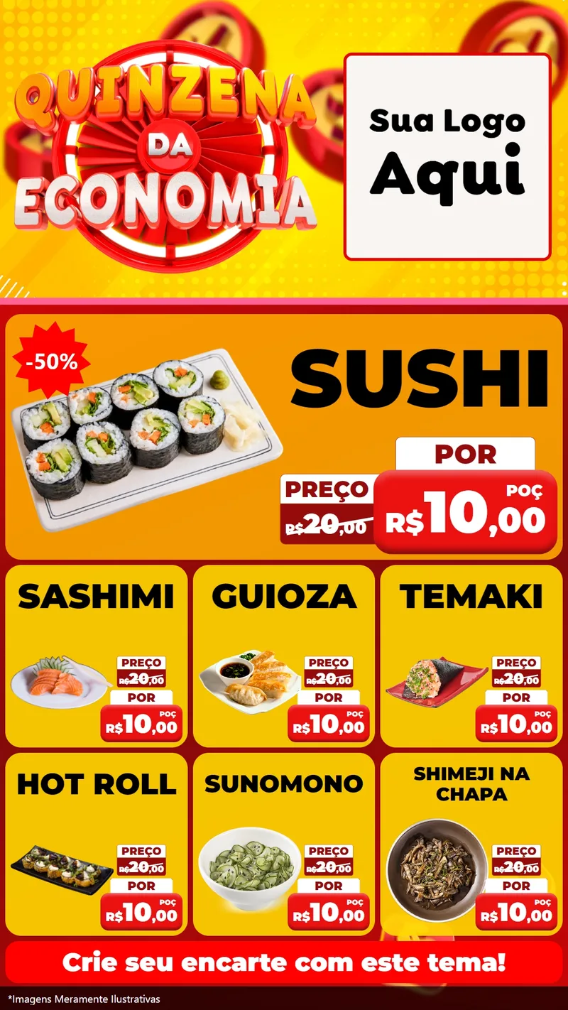 Modelo de Rede Social para Stories com o tema Quinzena Da Economia para Comida japonesa