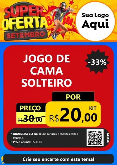 Modelo de Cartaz para Cartaz A4 Vertical com o tema Super Oferta Setembro para Cama, Mesa e Banho