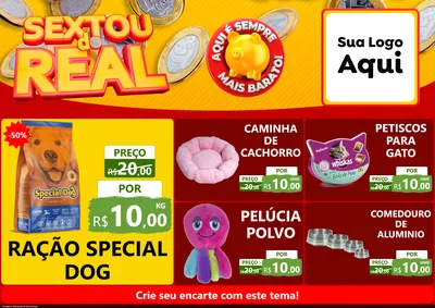 Modelo de Encarte para Encarte A4 Horizontal com o tema Sextou do Real para Pet Shop