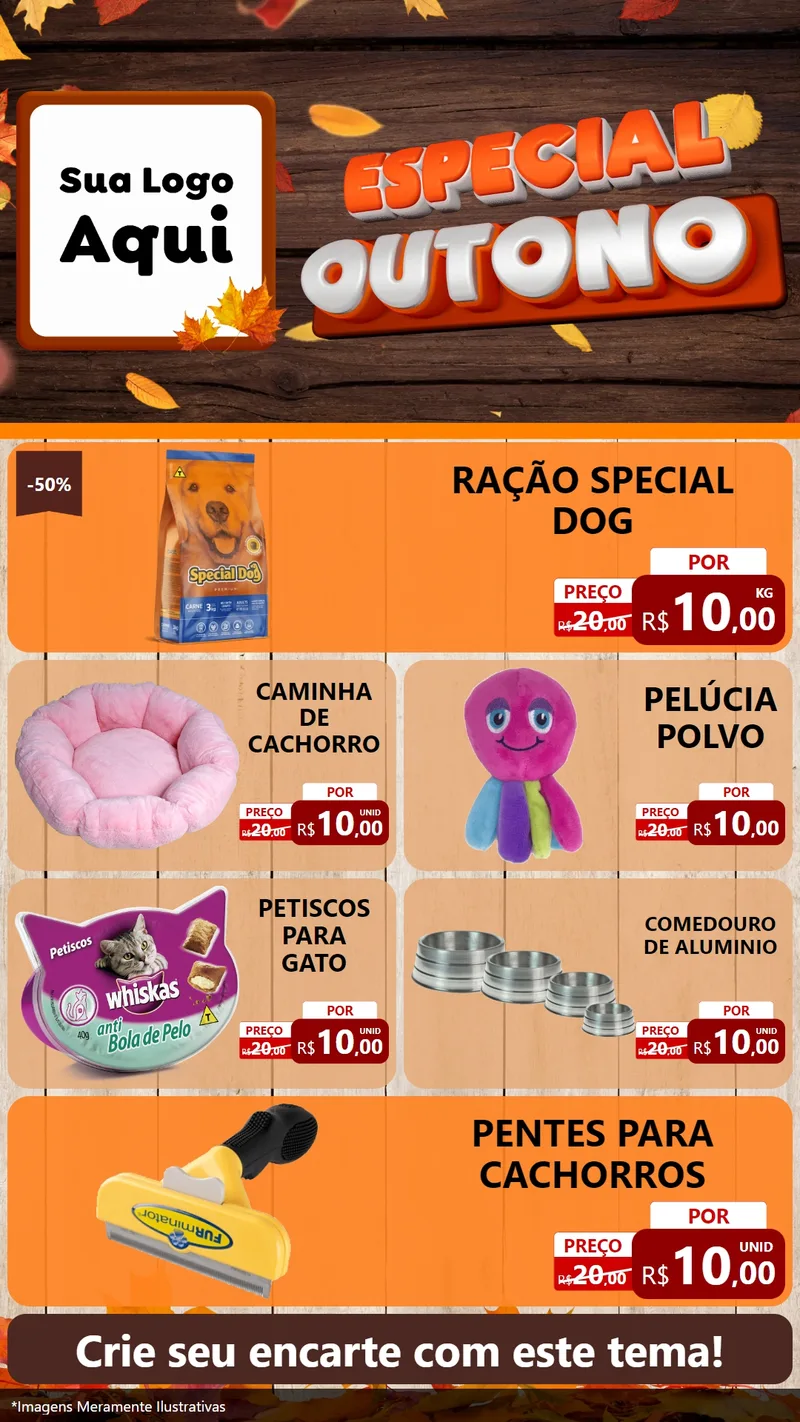 Modelo de TV para TV Vertical com o tema Especial Outono para Pet Shop