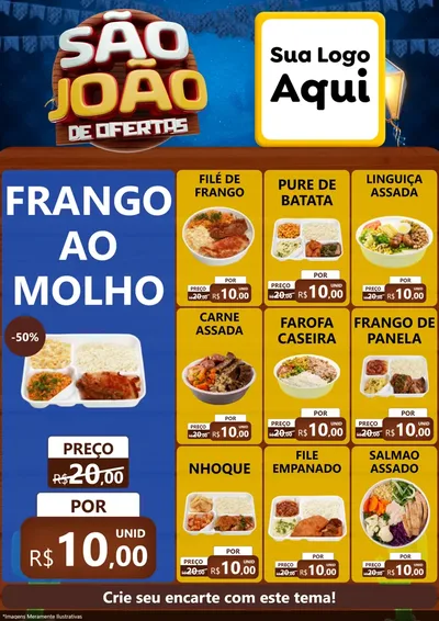Modelo de Encarte para Encarte A4 Vertical com o tema São João Ofertas Imbatíveis! - Junina para Restaurante