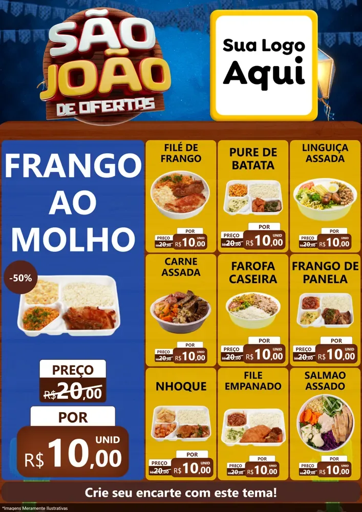 Modelo de Encarte para Encarte A4 Vertical com o tema São João Ofertas Imbatíveis! - Junina para Restaurante