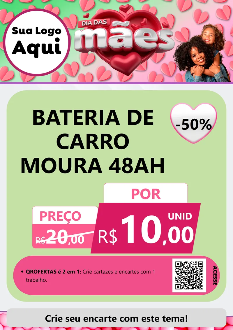 Modelo de Cartaz para Cartaz A4 Vertical com o tema Dia das Mães para Baterias Elétricas