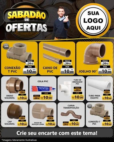 Modelo de Rede Social para Feed Instagram com o tema Sabadão de Ofertas para Tubos e conexões