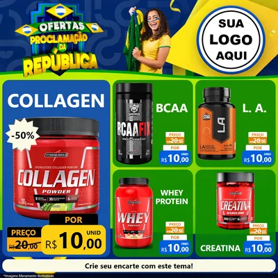 Modelo de Rede Social para Feed Facebook com o tema Ofertas Proclamação da República para Suplementos alimentares