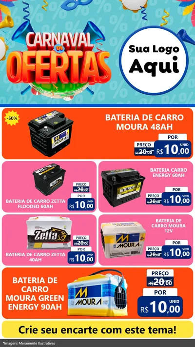 Modelo de TV para TV Vertical com o tema Carnaval de Ofertas para Baterias Elétricas