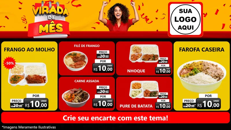 Modelo de TV para TV Horizontal com o tema Virada de Mês para Restaurante