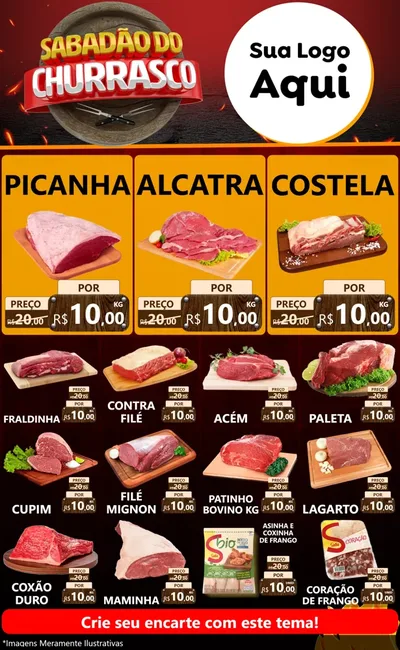 Modelo de Encarte para Encarte Grande com o tema Sabadão Do Churrasco para Açougue