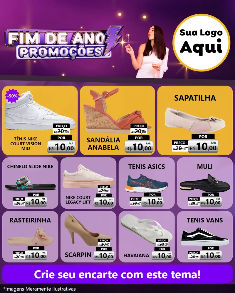 Modelo de Rede Social para Feed Instagram com o tema Fim de Ano Promoções para Calçados