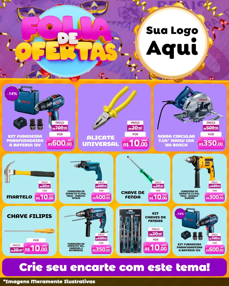 Modelo de Rede Social para Feed Instagram com o tema Folia de Ofertas para Maquinas e Ferramentas