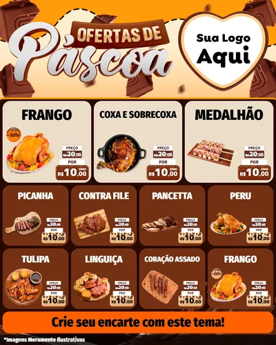 Modelo de Rede Social para Feed Instagram com o tema Ofertas de Páscoa para Assados