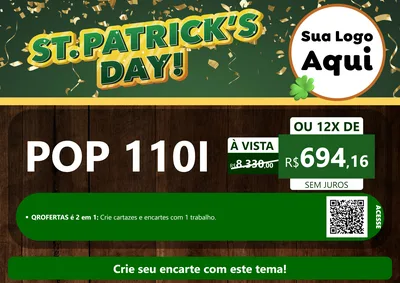 Modelo de Cartaz para Cartaz A4 Horizontal com o tema St Patriks Day para Concessionaria de Motos