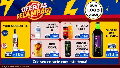 Modelo de TV para TV Horizontal com o tema Ofertas Relâmpago para Distribuidora de bebidas