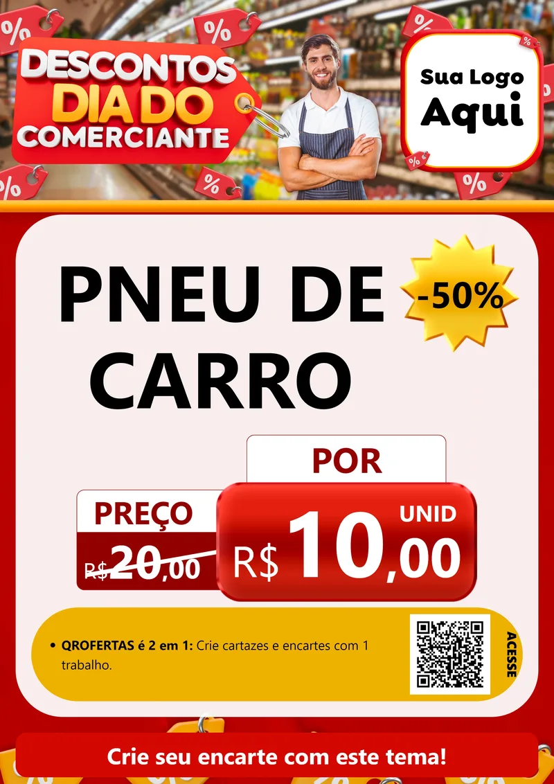 Modelo de Cartaz para Cartaz A4 Vertical com o tema Descontos Dia do Comerciante para Auto peças