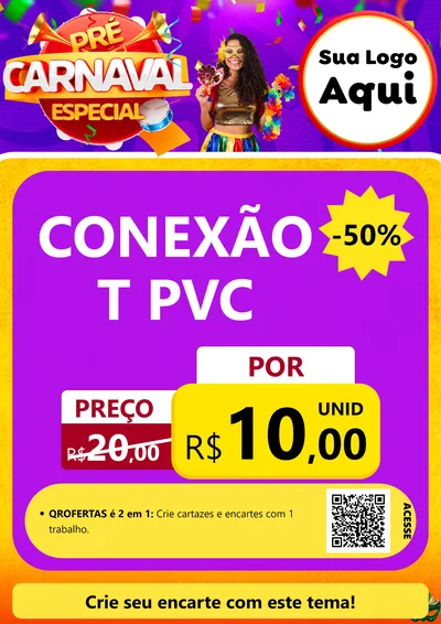 Modelo de Cartaz para Cartaz A4 Vertical com o tema Pré-Carnaval Especial para Tubos e conexões