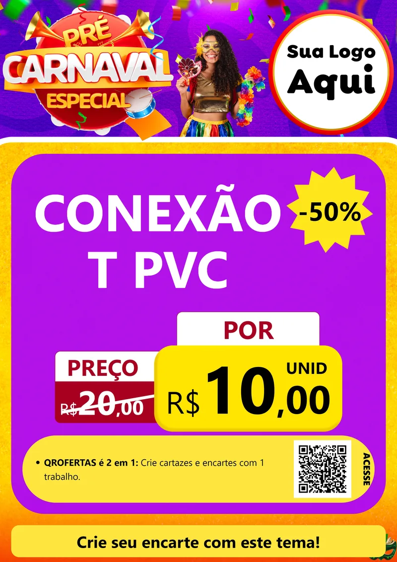 Modelo de Cartaz para Cartaz A4 Vertical com o tema Pré-Carnaval Especial para Tubos e conexões