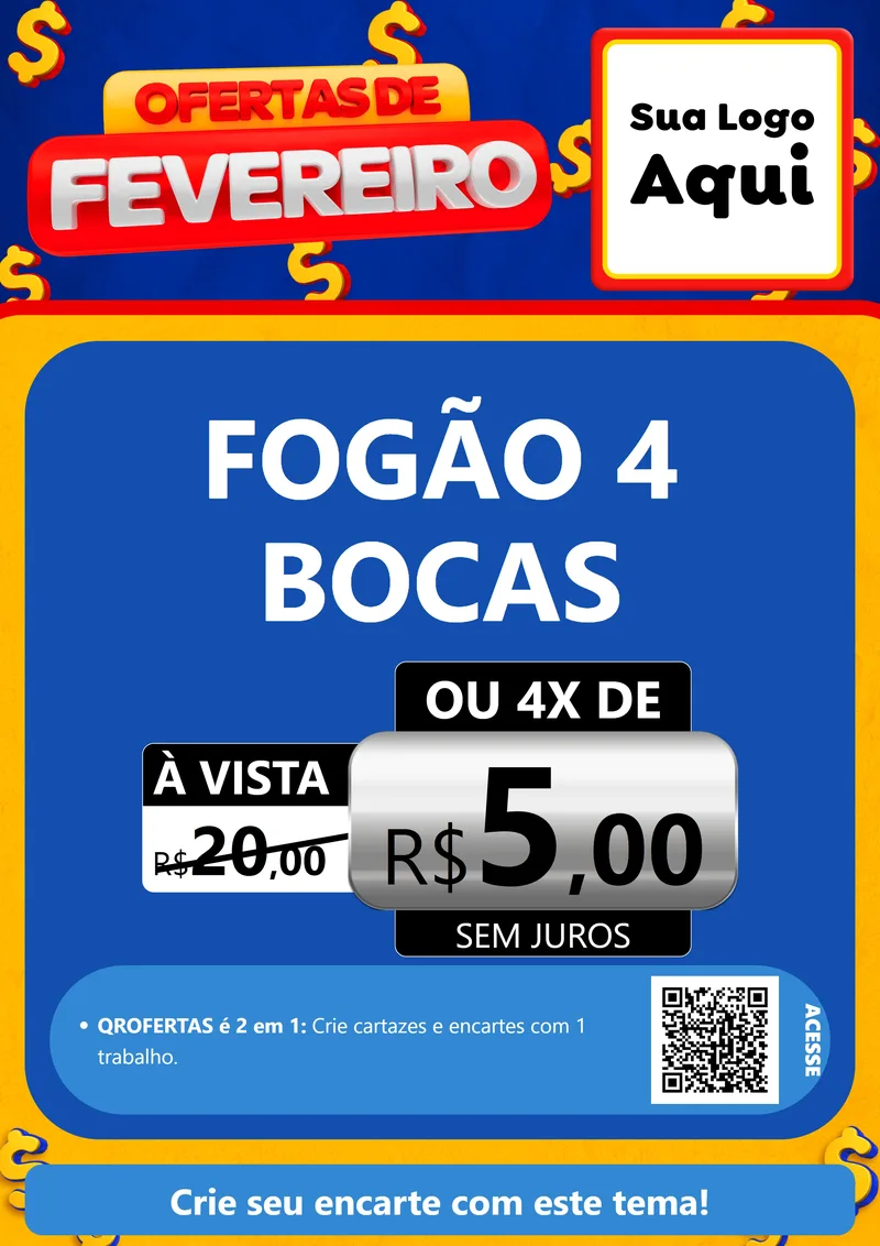 Modelo de Cartaz para Cartaz A4 Vertical com o tema Ofertas de Fevereiro para Móveis e Eletro