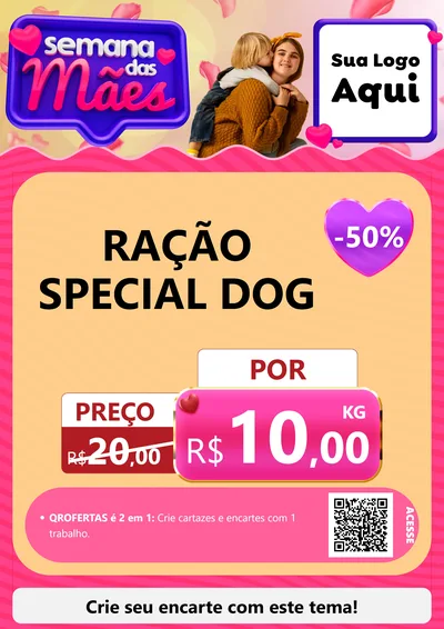 Modelo de Cartaz para Cartaz A4 Vertical com o tema Semana das Mães para Pet Shop