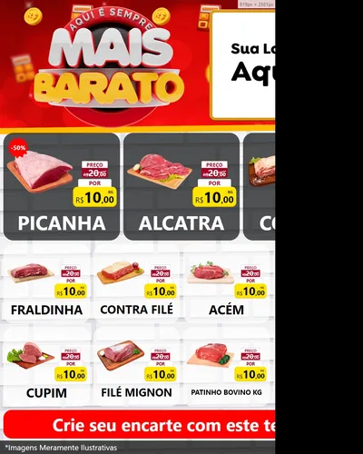 Modelo de Rede Social para Feed Instagram com o tema Mais Barato para Açougue