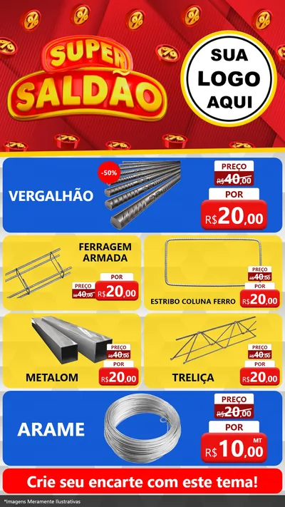 Modelo de TV para TV Vertical com o tema Super Saldão para Ferragens